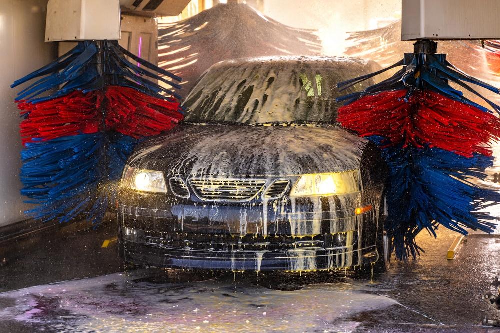 Car in an automatic car wash